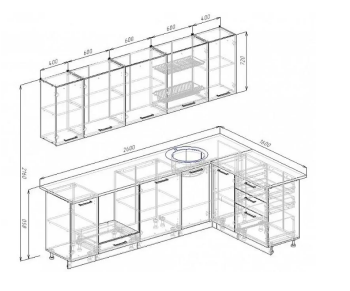 Угловой кухонный гарнитур Изумруд 2600х1600 мм в Дегтярске - degtyarsk.mebel-e96.ru