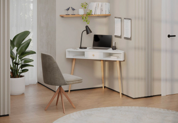 Стол письменный угловой, арт.6-01104, белый(ГК) в Дегтярске - degtyarsk.mebel-e96.ru