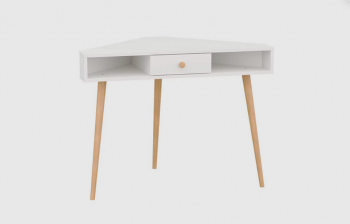 Стол письменный угловой, арт.6-01104, белый(ГК) в Дегтярске - degtyarsk.mebel-e96.ru