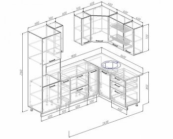 Угловой кухонный гарнитур Жемчуг 2400х1600 мм в Дегтярске - degtyarsk.mebel-e96.ru