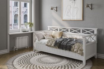 Кровать из массива Амелия белый античный (БМ) в Дегтярске - degtyarsk.mebel-e96.ru