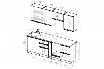 Кухонный гарнитур Амели компакт 2200 мм (Герда) в Дегтярске - degtyarsk.mebel-e96.ru