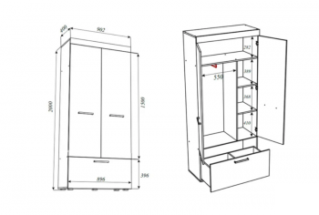 Шкаф Бастон 900 мм (Эра) в Дегтярске - degtyarsk.mebel-e96.ru