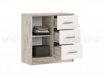 Комод 3 ящика 1 дверь Бася крафт/кашемир (Миф) в Дегтярске - degtyarsk.mebel-e96.ru