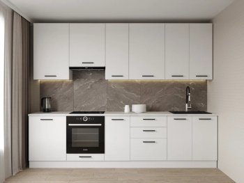 Кухонный гарнитур высокий Белый глянец 3000 мм МДФ (Санвут) в Дегтярске - degtyarsk.mebel-e96.ru