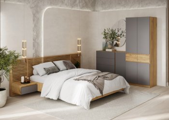 Спальный гарнитур Бостон Лайт серый (Стиль) в Дегтярске - degtyarsk.mebel-e96.ru