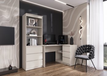 Письменный стол угловой + Стеллаж Челси кашемир (Миф) в Дегтярске - degtyarsk.mebel-e96.ru