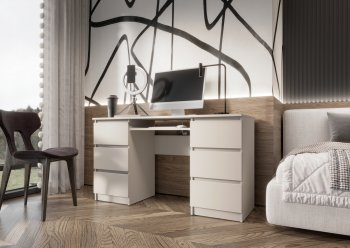 Письменный стол Челси 6 ящиков кашемир (Миф) в Дегтярске - degtyarsk.mebel-e96.ru