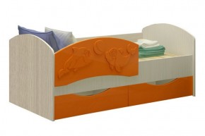Детская кровать Дельфин-3 МДФ оранжевый, 80х160 в Дегтярске - degtyarsk.mebel-e96.ru