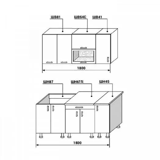 Кухонный гарнитур Диана-4У Лофт 1800 мм в Дегтярске - degtyarsk.mebel-e96.ru