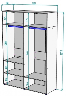 Шкаф 1564 мм Erik H313 + Антресоль HA4 (Графит) в Дегтярске - degtyarsk.mebel-e96.ru