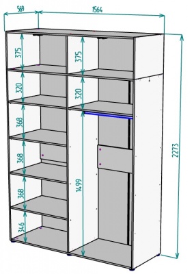 Шкаф 1564 мм Erik H318 + Антресоль HA4 (Графит) в Дегтярске - degtyarsk.mebel-e96.ru