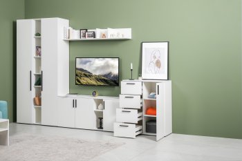 Стенка Эйр комп 1, белый (Моби) в Дегтярске - degtyarsk.mebel-e96.ru