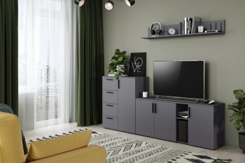 Стенка Эйр модульная, графит (Моби) в Дегтярске - degtyarsk.mebel-e96.ru