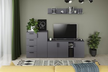 Стенка Эйр модульная, графит (Моби) в Дегтярске - degtyarsk.mebel-e96.ru