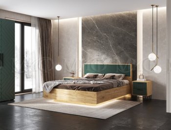Кровать парящая Флэш крафт/грин (Миф) в Дегтярске - degtyarsk.mebel-e96.ru