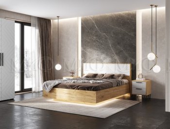 Кровать парящая Флэш крафт/белый (Миф) в Дегтярске - degtyarsk.mebel-e96.ru