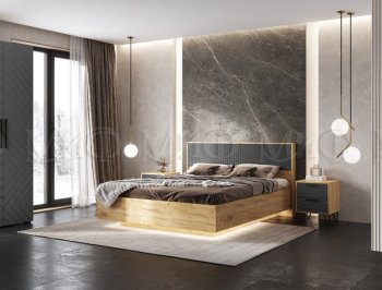 Кровать парящая Флэш крафт/графит(Миф) в Дегтярске - degtyarsk.mebel-e96.ru