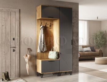 Прихожая Флэш крафт/графит модульная (Миф) в Дегтярске - degtyarsk.mebel-e96.ru