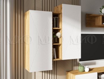 Стенка Флэш крафт/белый (Миф) в Дегтярске - degtyarsk.mebel-e96.ru