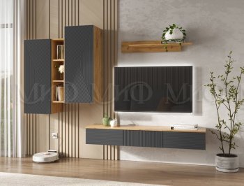 Стенка Флэш комп.2 крафт/графит (Миф) в Дегтярске - degtyarsk.mebel-e96.ru