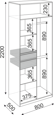 Шкаф 800 мм 2-х створчатый Глэдис (модуль 22) (Риннер) в Дегтярске - degtyarsk.mebel-e96.ru
