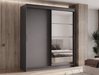 Шкаф-купе 2000 мм Гранд-1 ЛДСП/Зеркало, графит (Эра) в Дегтярске - degtyarsk.mebel-e96.ru