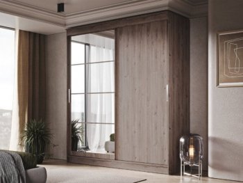 Шкаф-купе 2000 мм Гранд-1 ЛДСП/Зеркало, дуб горный (Эра) в Дегтярске - degtyarsk.mebel-e96.ru