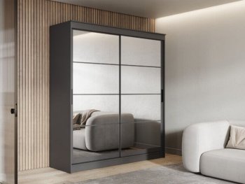 Шкаф-купе 2000 мм Гранд-1 зеркало/зеркало, графит (Эра) в Дегтярске - degtyarsk.mebel-e96.ru