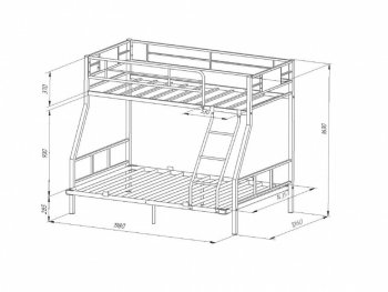 Кровать двухъярусная Гранада-1ПЯЯ 140 в Дегтярске - degtyarsk.mebel-e96.ru