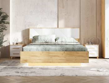 Кровать парящая Ирис крафт/белый с подсветкой (Миф) в Дегтярске - degtyarsk.mebel-e96.ru