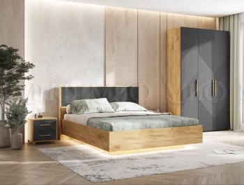 Кровать парящая Ирис крафт/графит(Миф) в Дегтярске - degtyarsk.mebel-e96.ru