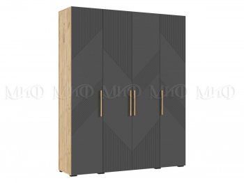 Шкаф 1800 мм Ирис с антресолью крафт/графит (Миф) в Дегтярске - degtyarsk.mebel-e96.ru