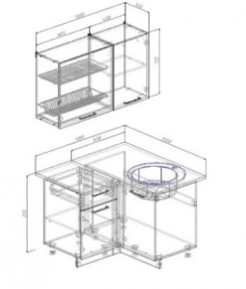 Кухонный гарнитур угловой Изумруд 1000*1000 в Дегтярске - degtyarsk.mebel-e96.ru