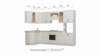 Кухонный гарнитур Кантри 1330*2800 мм в Дегтярске - degtyarsk.mebel-e96.ru