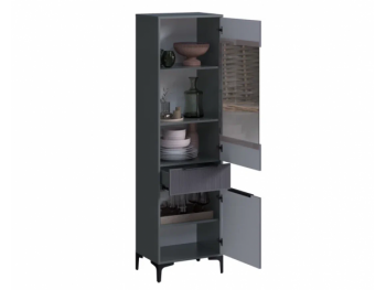 Пенал 550 мм со стеклом Кимберли графит (Handis) в Дегтярске - degtyarsk.mebel-e96.ru