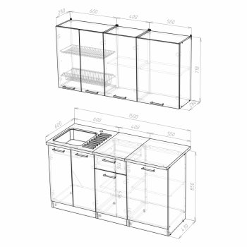 Кухонный гарнитур Кира нормал 1500 мм (Герда) в Дегтярске - degtyarsk.mebel-e96.ru
