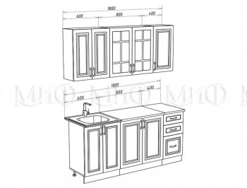 Кухонный гарнитур Констанция 1800 мм белый/джинс (Миф) в Дегтярске - degtyarsk.mebel-e96.ru