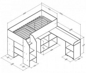 Кровать-чердак Теремок-2 Дуб молочный в Дегтярске - degtyarsk.mebel-e96.ru