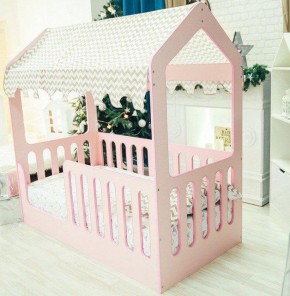 Кроватка-домик без ящика 800*1600 (Розовый) в Дегтярске - degtyarsk.mebel-e96.ru | фото