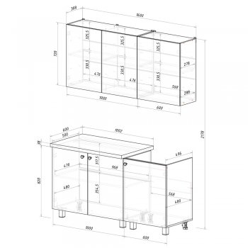 Кухонный гарнитур Куба 1600 мм (БТС) в Дегтярске - degtyarsk.mebel-e96.ru