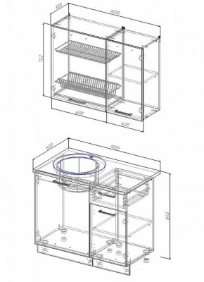 Кухонный гарнитур Антрацит 1000 в Дегтярске - degtyarsk.mebel-e96.ru