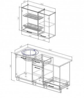 Кухонный гарнитур Антрацит 1600 в Дегтярске - degtyarsk.mebel-e96.ru