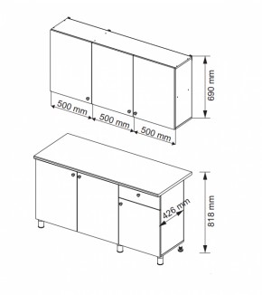 Кухонный гарнитур POINT 1500 мм (Гор) в Дегтярске - degtyarsk.mebel-e96.ru