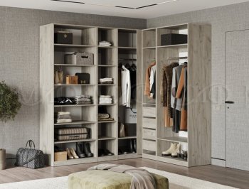 Гардеробная/шкаф 2200*1706 мм Ларго №3 дуб крафт серый/кашемир (Миф) в Дегтярске - degtyarsk.mebel-e96.ru