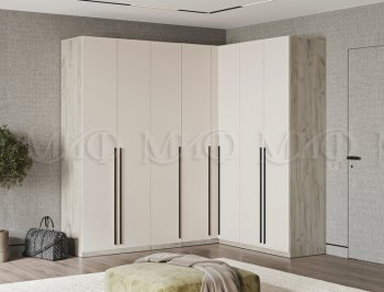 Гардеробная/шкаф 2200*1706 мм Ларго №3 дуб крафт серый/кашемир (Миф) в Дегтярске - degtyarsk.mebel-e96.ru