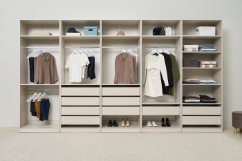 Гардеробная/шкаф 4000 мм Ларго №1 открытая Кашемир (Миф) в Дегтярске - degtyarsk.mebel-e96.ru