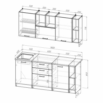 Кухонный гарнитур Лариса макси 4 1800 мм (Герда) в Дегтярске - degtyarsk.mebel-e96.ru