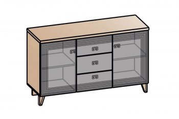 Комод 2дв, 3ящ Лежер КМ-3103 дуб серый/холст вулканический(СанТан) в Дегтярске - degtyarsk.mebel-e96.ru