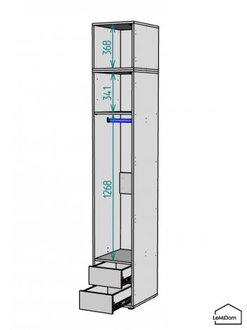 Шкаф с антресолью 400 мм Linnea MHR-1A-3 2450х400х510 (Графит-М 11.1.25) в Дегтярске - degtyarsk.mebel-e96.ru